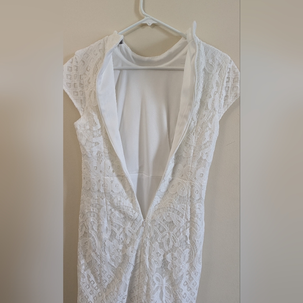 Baltic Born Short Sleeve All Lace Aria Column Midi Dress, Size Large, White - Picture 12 of 12